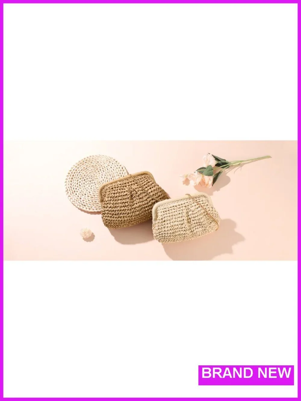 Faux Straw Cloud Shape Clutch Crossbody Bag Summer Beach Woven Shoulder Purse
